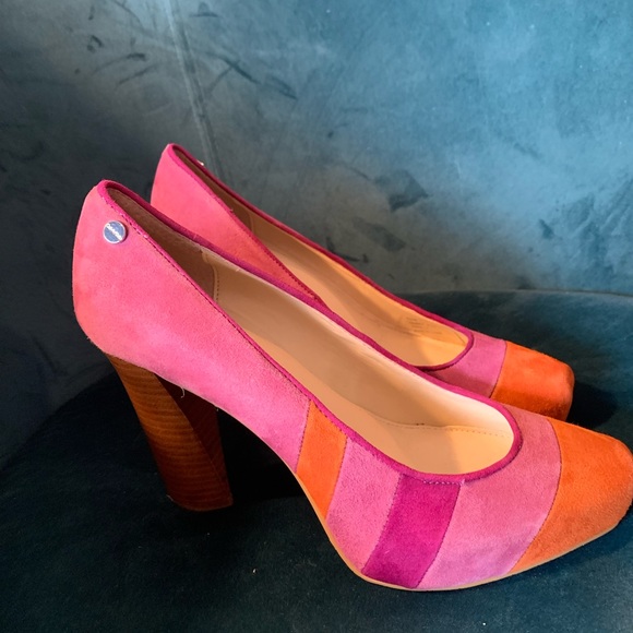 Calvin Klein Gabbey suede pink orange platform heels✨6.5 m - Picture 9 of 12